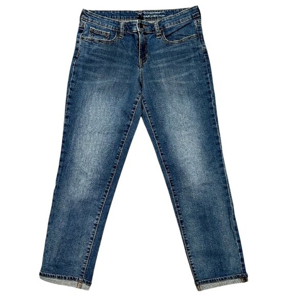 GAP Womens Sexy Boyfriend Fit Jeans Size 8R Blue Cuffed Mid Rise 27.5" Inseam - Picture 1 of 7
